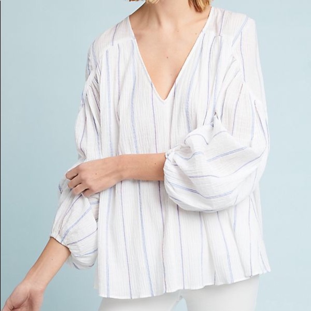 Anthropologie Kara WhIte Striped Blouse